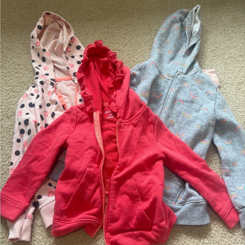 Bundle of Toddler Girls Zip Up hoodies 18M and 4T Cat and Jack